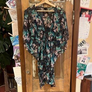 H&M Black Floral Swim Cover Up